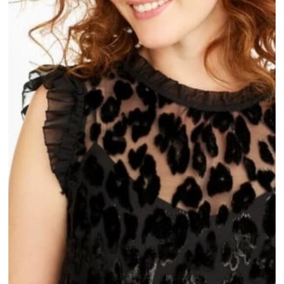 J. Crew Burnout Velvet Ruffle Shell blouse Black Size 2 - Picture 6 of 6